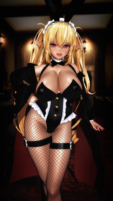 すけべバニー with メスガキエルフ「さっきから、おっぱいが気になって仕方ないんでしょ? 」 