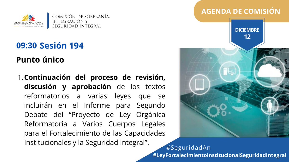 SeguridadAN's tweet photo. Ahora|| Inicia la Sesión Nro. 194 de @SeguridadAN, se continúa con el tratamiendo del Proyecto de #LeyFortalecimientoInstitucionalSeguridadIntegral.

#LegislamosConResponsabilidad https://t.co/aDk0yahmoe