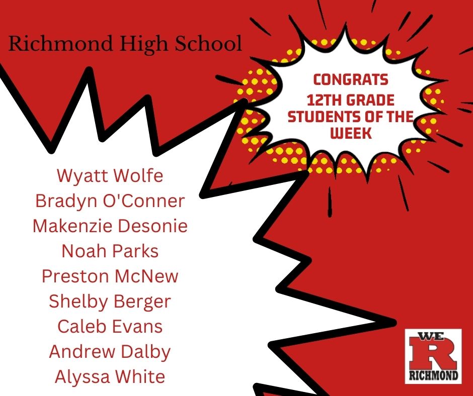 CongRatulations to the Dec. 5th Students of the Week! <a href="/RHSTechTeam/">Red Devils Tech Team</a> <a href="/RHSRedDevils/">Richmond Athletics</a> <a href="/StuCoRichmond/">RHS Student Council</a>