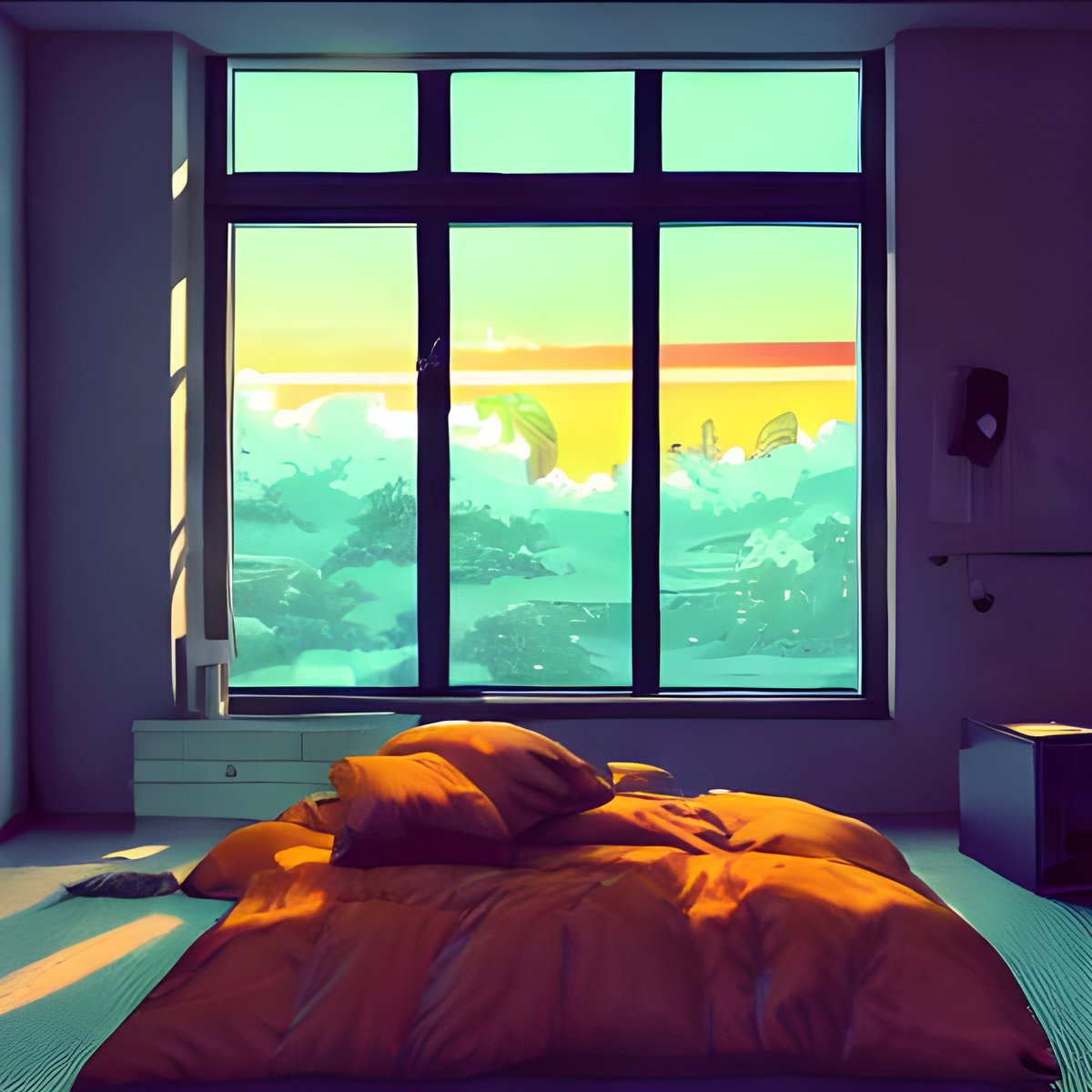 Picsart's tweet photo. Choose your favorite A.I. generated room 🛏 🌅 #AIgenerated #ai #aiart #picsartAI https://t.co/eRb5WaWgTp