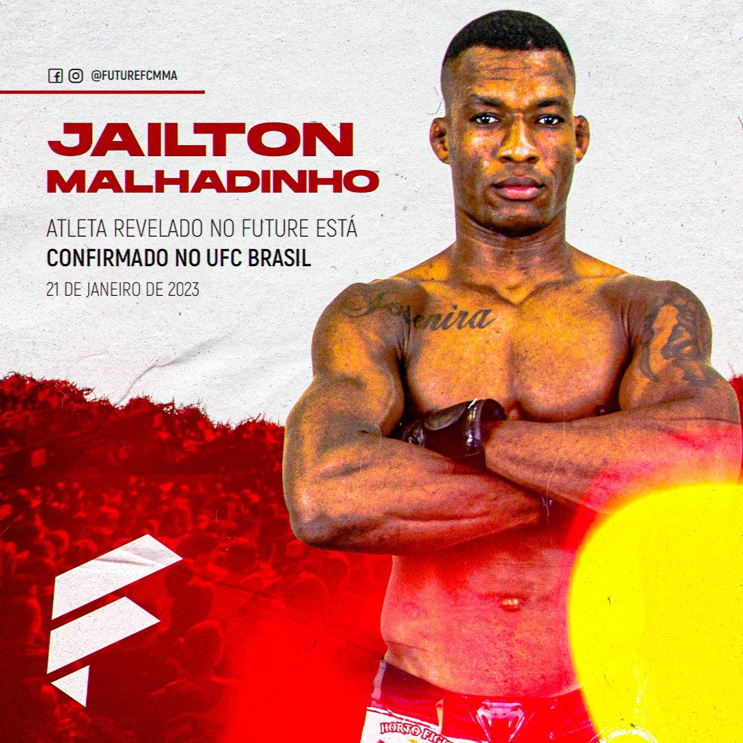 futurefc_mma's tweet photo. Estrela brasileira com passagem pelo Future MMA, Jailto Malhadinho vai em busca de mais uma vitória no palco do Ultimate, dessa vez lutando no UFC Rio.

#futuremma #wearethefuture https://t.co/yxVTSGXUoR