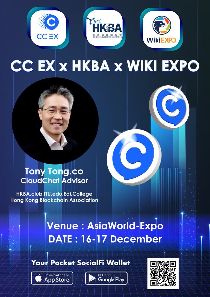 Good Day, Cloudians🌥
The CloudChat team are thrilled to announce our Conference with Wiki Finance Expo 🔥🔥

The conference will be held on December 16-17, 2022 at AsiaWorld expo Hongkong

Link : bit.ly/3VWwCvy

#web3 #SocialFi <a href="/TonyTongHKBA/">TonyTongHKBA</a> <a href="/HKBAclub/">HKBA.cc HongKong Blockchain Association香港區塊鏈協會HKBA</a>