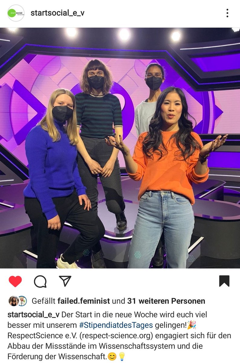 Guuuten Start in diese Woche auch von unserer Seite! ❄️ Wir sind heute Stipendiat des Tages bei @startsocial_eV. Vielen vielen lieben Dank für die tolle Beratung und Unterstützung! 🙏🏿 Jedes Gespräch motiviert und hilft weiter. 🥳