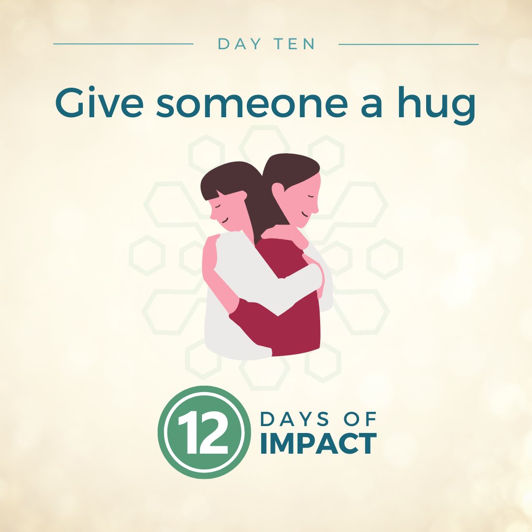 Let's never take time with our loved ones for granted! On day 10 of 12 Days of Impact, give someone you love a big hug 🤗

Need some inspiration for your home or workplace? We’ve created a customizable #12DaysofImpact Calendar. Check it out here: bit.ly/3tYNsNQ