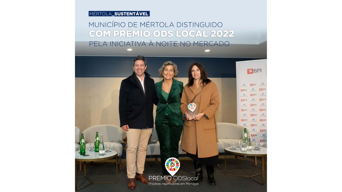 🆕O Município de Mértola foi distinguido pela Boa Prática municipal “À Noite no Mercado” com o Prémio ODSlocal 2022 – subcategoria Boa Prática Individual. 
ℹ️ merto.la/Premio-ODSLocal