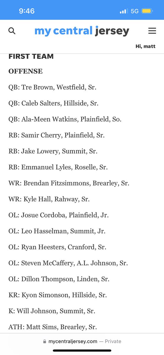mattsimss6's tweet photo. Union county player of the year. First team all county offense. https://t.co/mFxnR48aZl