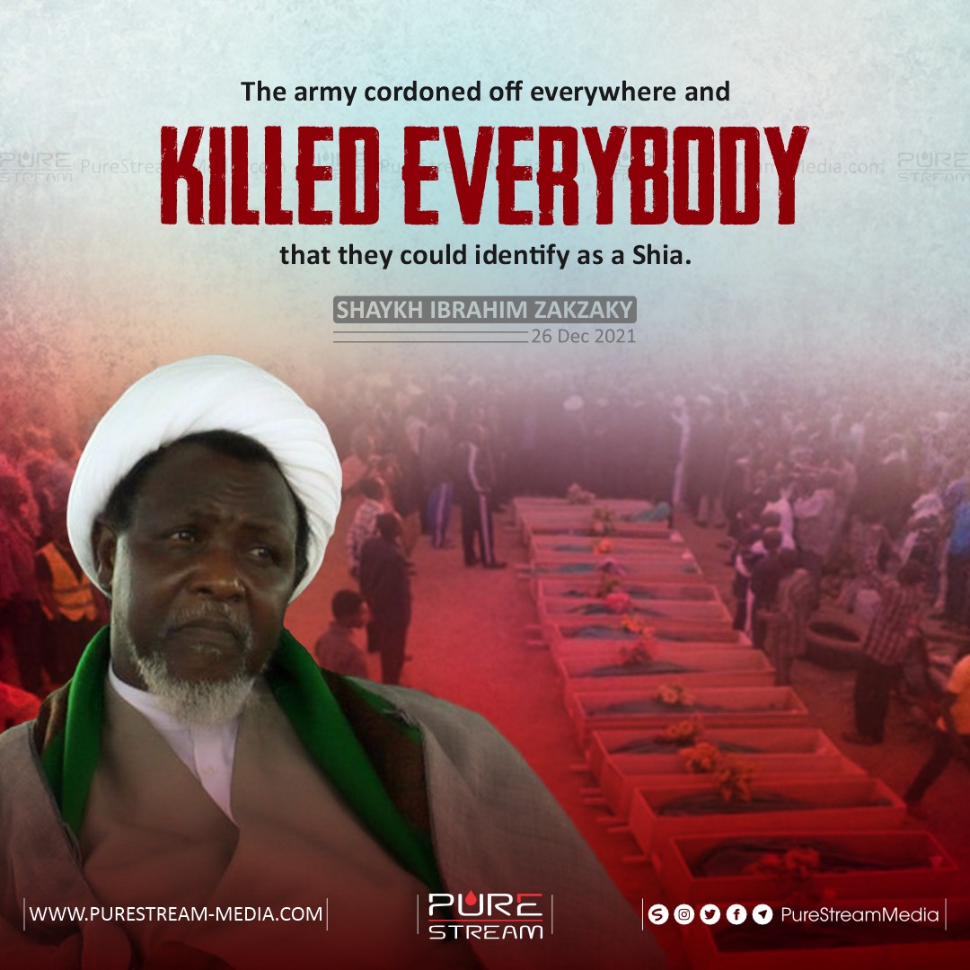 Ali2musa's tweet photo. "The army cordoned off everywhere and killed everybody that they could identify as a Shia."_
 #SkaykhIbrahimZakzaky
  #ZariaMassacre
@amnesty @UNHumanRights @hrw_ar @HQNigerianArmy @MBuhari @elrufai @Buratai_COAS https://t.co/oOzxpGlVc1
