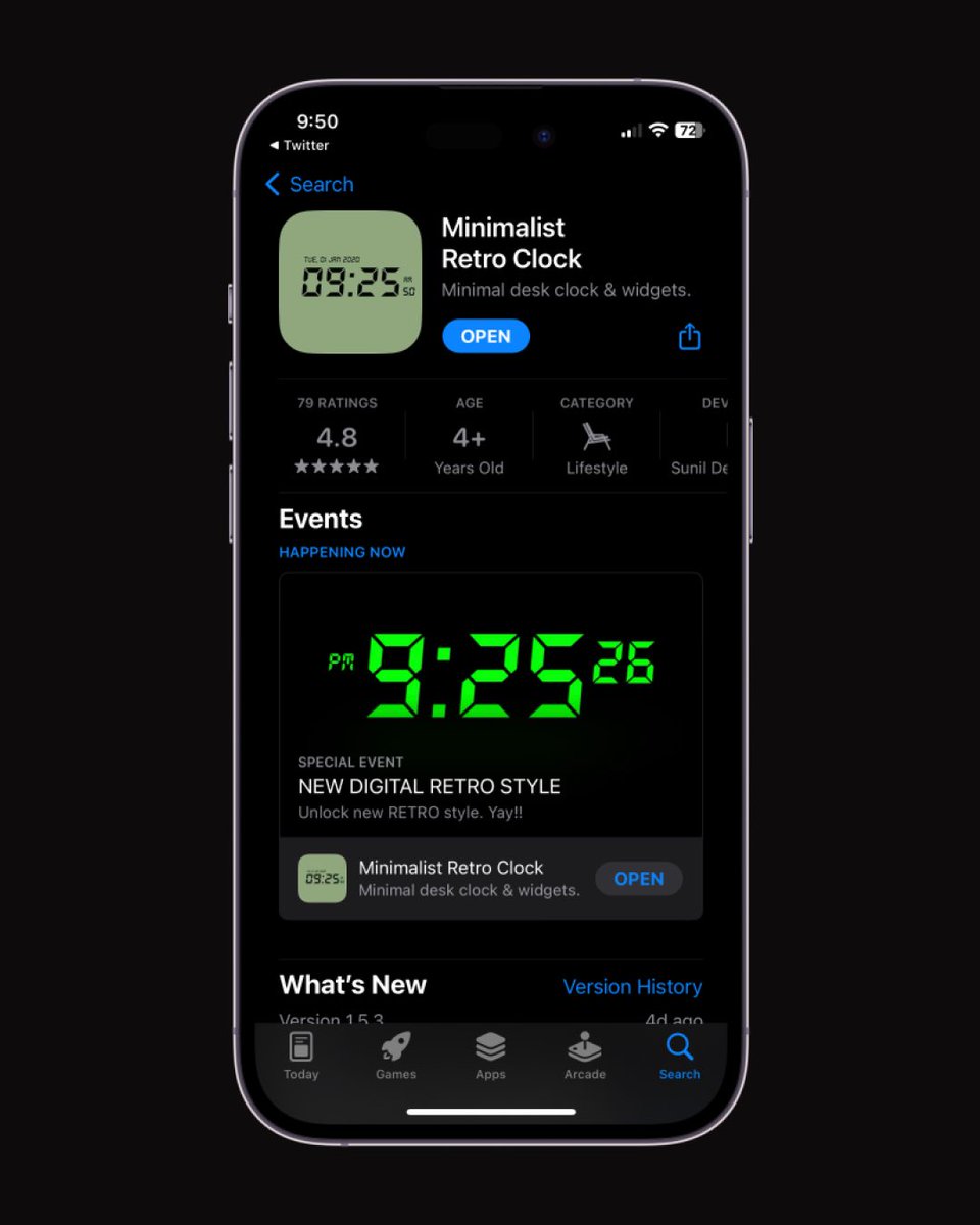 TargeSunil's tweet image. Today’s App Store product page. 

apps.apple.com/us/app/minimal…

#retroclock #ios #app #iPhone14Pro