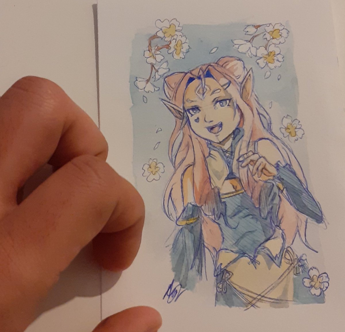 BamiSKB's tweet photo. Je reprends doucement l'aquarelle depuis qu'il fait froid ; petite participation au #nahadtiys2022 hope you like it ☺ https://t.co/fJxdnZ0GZW