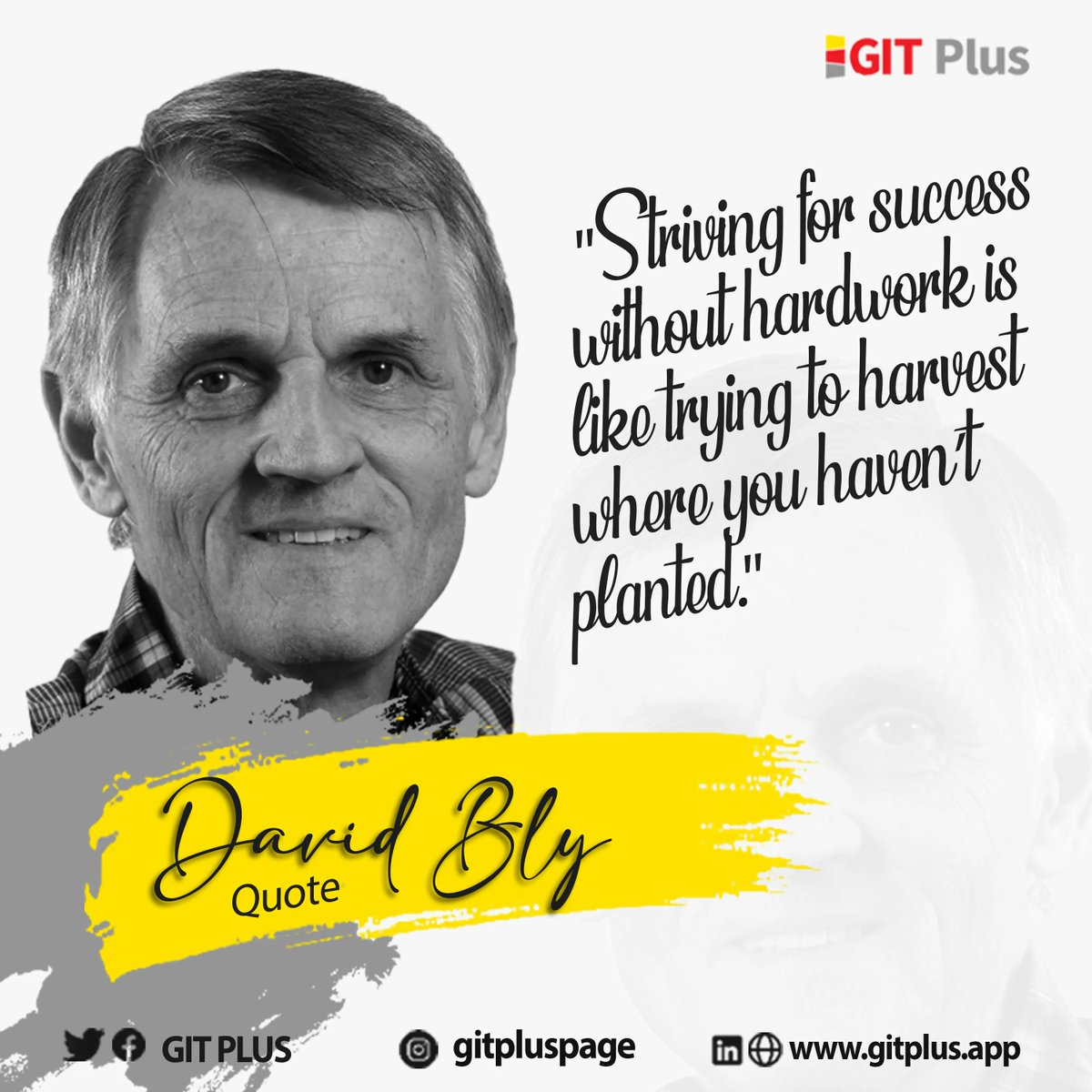 gitpluspage's tweet image. Monday Motivation. Striving for success without hard work is like trying to harvest where you haven’t planted. - David Bly
Visit gitplus.app for more info. 
#gitplus #gitplusacademy #Mondaymotivation #monday