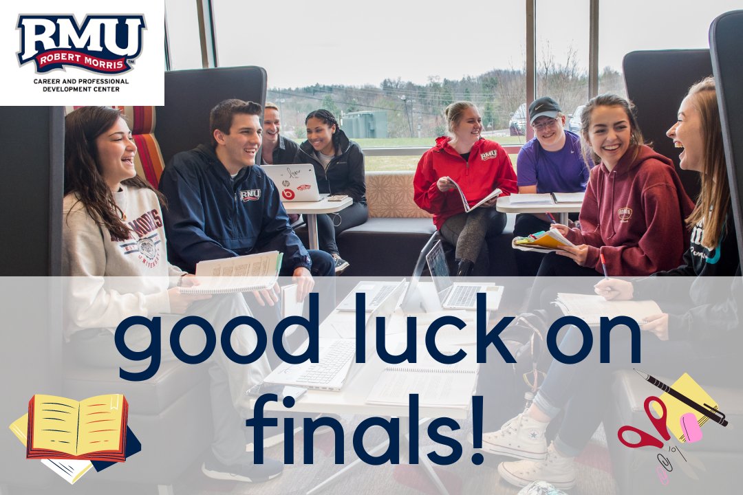 RMUCareerCenter's tweet photo. Congratulations Colonials on another successful semester and best of luck on finals! ✏️💥 #HappyFinalsWeek https://t.co/Ooqi7sAaaK