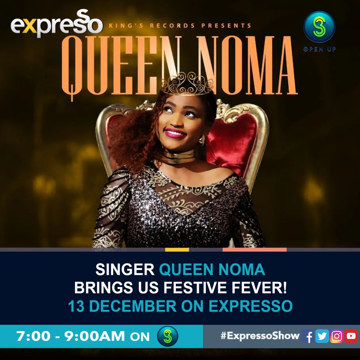 Join us tomorrow on #ExpressoShow for a special live performance from <a href="/Queen__Noma/">Queen Noma</a>! Tune in 6-9AM on <a href="/SABC3/">S3</a>
