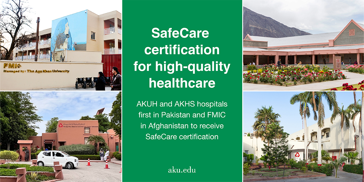 AKUGlobal's tweet photo. Aga Khan Hospital for Women, Karimabad, Karachi; Aga Khan Maternal and Child Care Centre, Hyderabad; and Aga Khan Medical Centre, Gilgit become the first hospitals in Pakistan to receive Level 5 #SafeCare certification for high-quality #healthcare https://t.co/eXK5YQjUBE https://t.co/2WaKmDZqkN