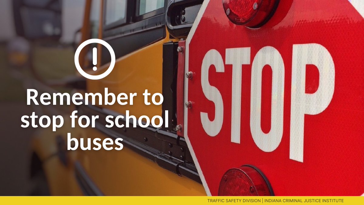 IndianaCJI's tweet photo. School bus safety is everyoneโs responsibility. Always pay attention to your surroundings, slow down and #StopForBuses!
โ ๏ธ Kidsโ lives depend on it. https://t.co/YCL0QxAAJ9