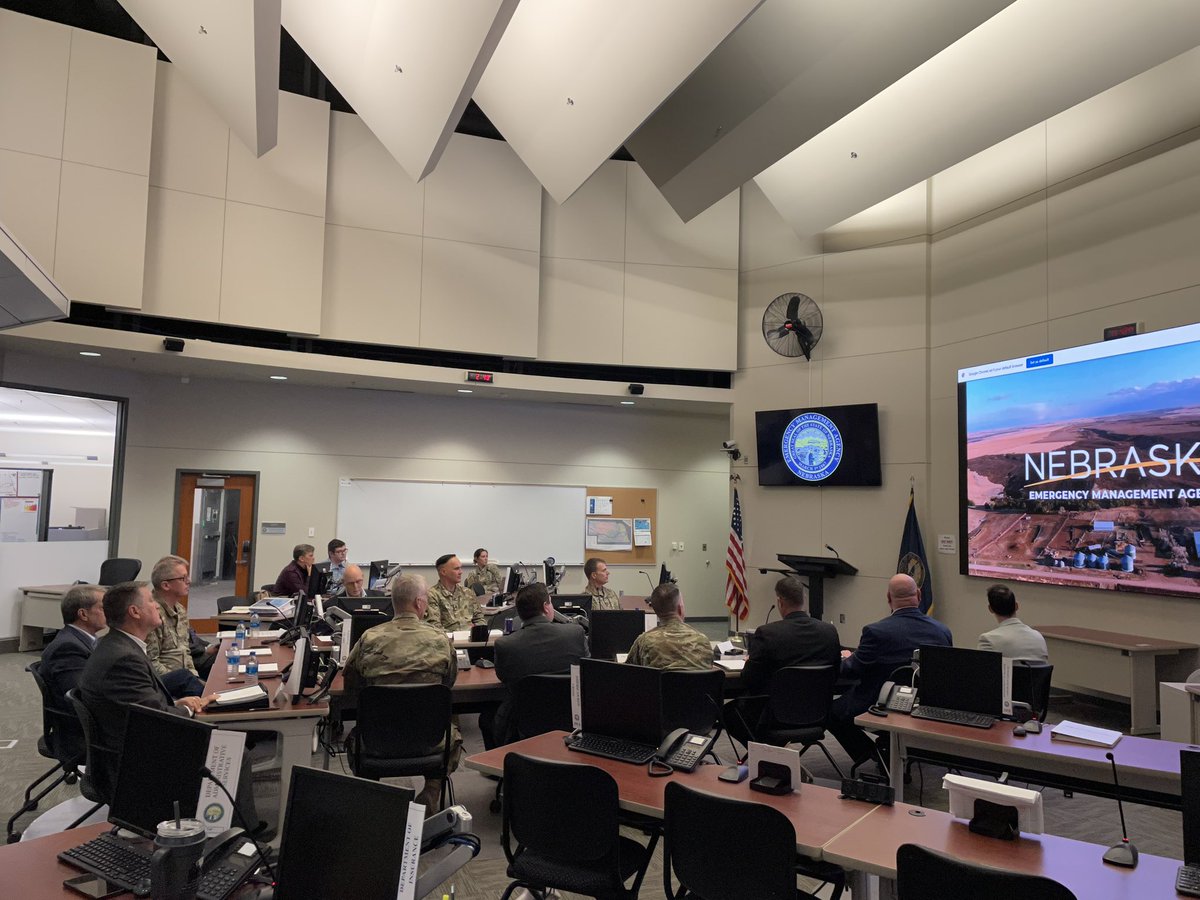 TeamPillen's tweet photo. Our team got briefed by the the Nebraska Emergency Management Agency regarding emergency plans and procedures for our state. Nebraskans have proven resilient in the face of floods, pandemic, and wild fires the past couple years. I know we are well prepared for future disasters. https://t.co/7yA467mINS
