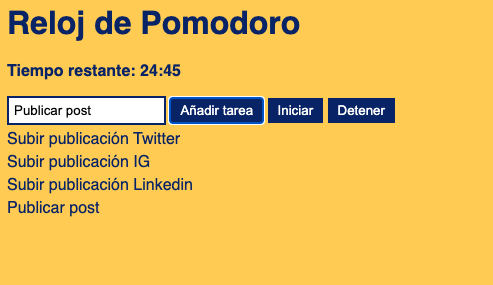 samuelacera's tweet photo. Aunque no puedo seguir el ritmo de gente como @javilop hablando de IA, os muestro un Pomodoro funcional que he creado en 20 minutos con #ChatGPT donde me ha dado todo el código HTML, CSS y Javascript. ¡Telita! https://t.co/HLrDVGD4ww