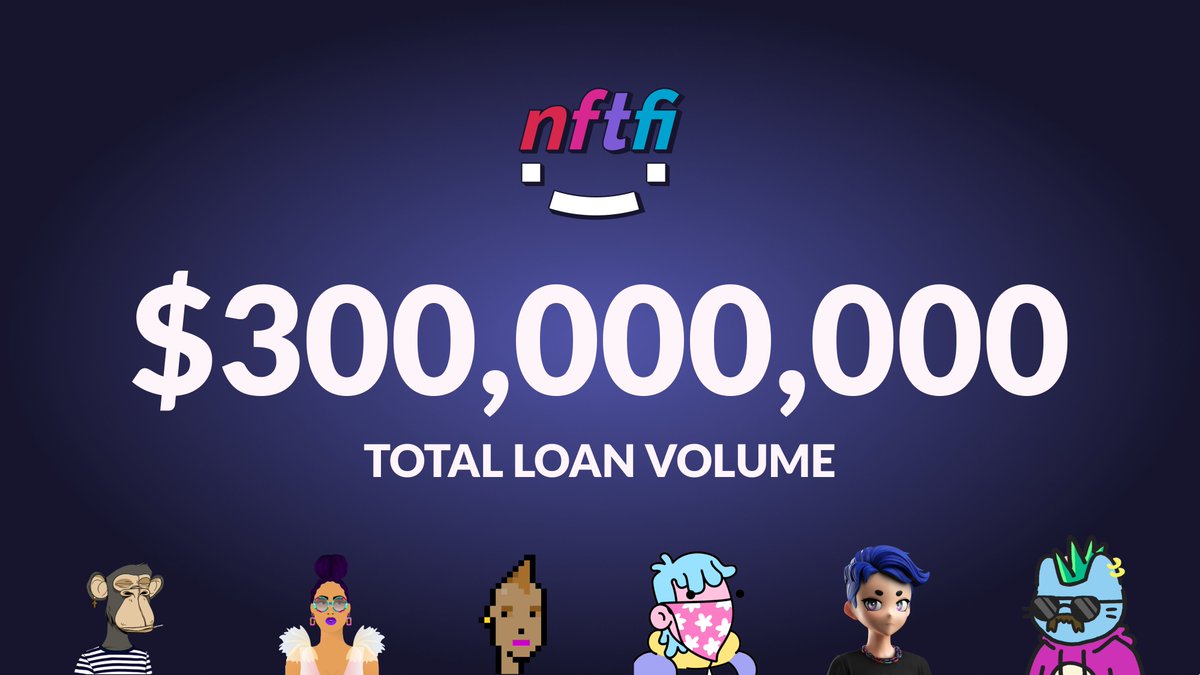 We have just surpassed $300M in total loan volume! 🚀
We couldn't do that without our incredible community of borrowers and lenders who keep pushing us &amp; this entire space forward! 🙏