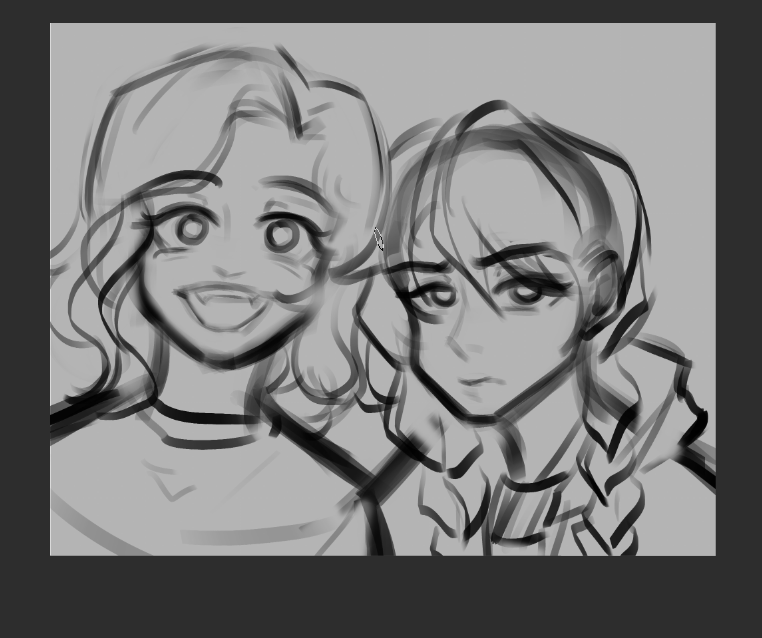 hello guys do you still remember me 🫠

have an enid and wednesday rough sketch
imma finish this soon