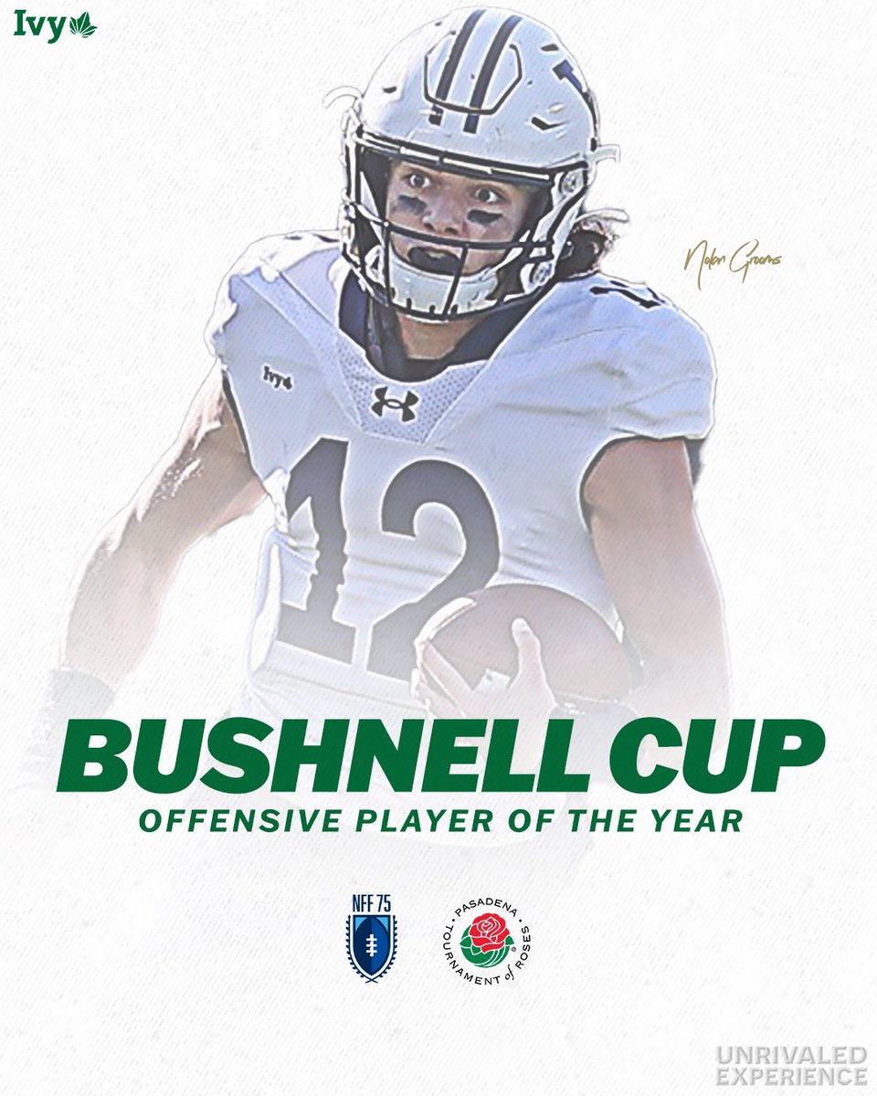 Ivy League (@ivyleague) on Twitter photo After leading <a href="/yalefootball/">Yale Football</a> to an Ivy title, quarterback Nolan Grooms was voted Offensive Player of the Year. He accounted for 2386 yards of total offense.🌿🏈 After leading <a href="/yalefootball/">Yale Football</a> to an Ivy title, quarterback Nolan Grooms was voted Offensive Player of the Year. He accounted for 2386 yards of total offense.🌿🏈