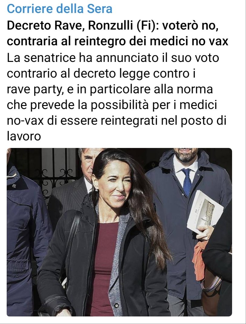 LA SENATRICE RONZULLI ANNUNCIA VOTO CONTRARIO AL DECRETO RAVE CHE CONTIENE LA NORMA PER IL REINTEGRO DEI MEDICI NON INOCULATI. (Fonte: Corriere)

Quelli di Forza Dudù hanno applaudito. 

Forza Dudù è la nuova fogna del paese dopo PD e LEU.