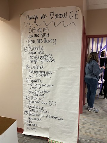 BradleyContEd's tweet photo. We are so lucky to have our amazing student workers. As we were unpacking our new offices, they decorated our Continuing Education Building one last time. 

They surprised us with a Continuing Education Pledge, sashes, balloons, and so much more. https://t.co/0nGswe0S4c