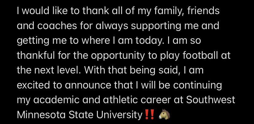 100% Committed #LetsRide 🐴‼️

<a href="/SMSUfootball/">SMSU Football</a> <a href="/CoachSUnderwood/">Scott Underwood</a> <a href="/Coach_Devlin/">Paddy Devlin</a> <a href="/CoachDP78/">Doug Patterson</a> @CoachBouman