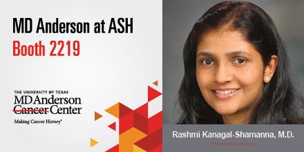 MD Anderson Cancer Center (@mdandersonnews) on Twitter photo Stop by the MD Anderson booth to meet hematopathology expert Dr. Rashmi Kanagal-Shamanna.
Ask a question, learn about training opportunities and continue the conversation on key presentations with her today from 10-11 a.m. <a href="/KanagalShamanna/">Rashmi Kanagal-Shamanna, MD</a> #HemePath #ASH22 #EndCancer Stop by the MD Anderson booth to meet hematopathology expert Dr. Rashmi Kanagal-Shamanna.
Ask a question, learn about training opportunities and continue the conversation on key presentations with her today from 10-11 a.m. <a href="/KanagalShamanna/">Rashmi Kanagal-Shamanna, MD</a> #HemePath #ASH22 #EndCancer