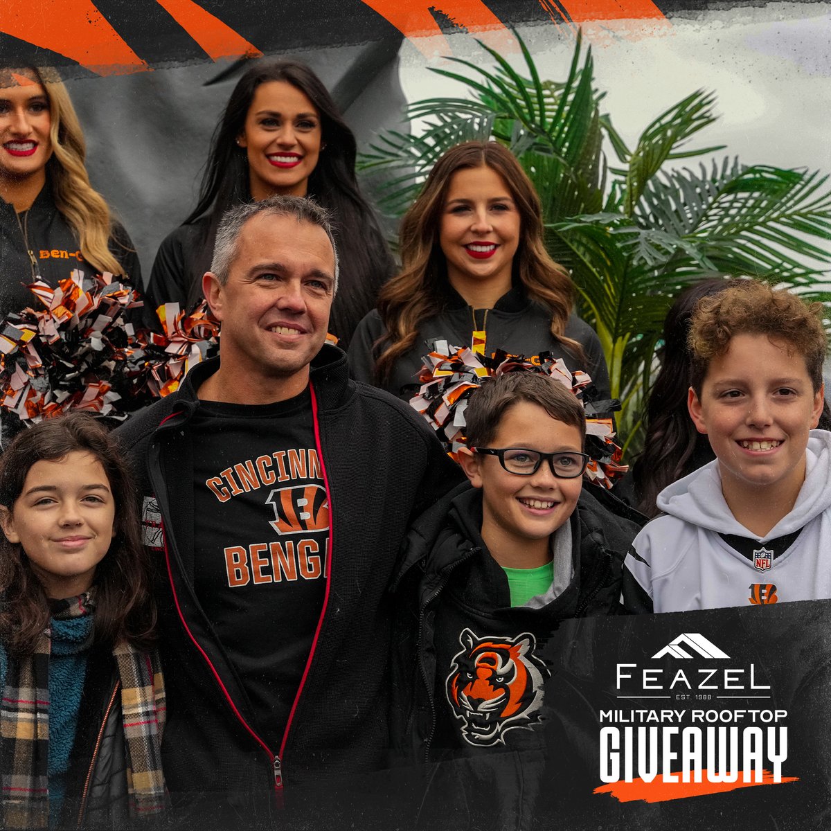 Bengals's tweet photo. .@Feazelinc's Military Rooftop Winner is Jason Schrager!

Jason served in the US Navy from 2007-2011 and was stationed in Okinawa. He now dedicates his time as a general surgeon in Cincinnati.

Nominate a service member ➡️https://t.co/2Hdi8gjOBz https://t.co/AD3aqrPCN8