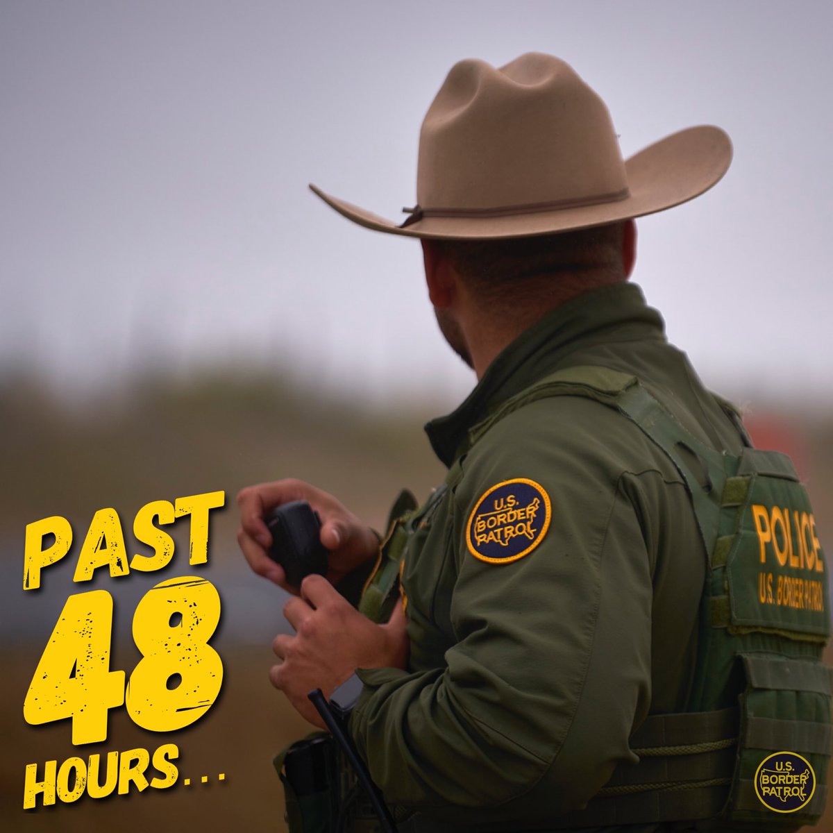 Past 48 Hours...
 - Over 16,000 Encounters
 - Over $97 Million in Narcotics
 - 4 Firearms (1 Stolen)
 - 3 Gang Members
 - 2 Sex Offenders
 - 2 Murderers
 - 2 Warrants
 - 1 Injury to a Child
 
Another weekend of hard work by our agents!
THANK YOU for all that you do out there!