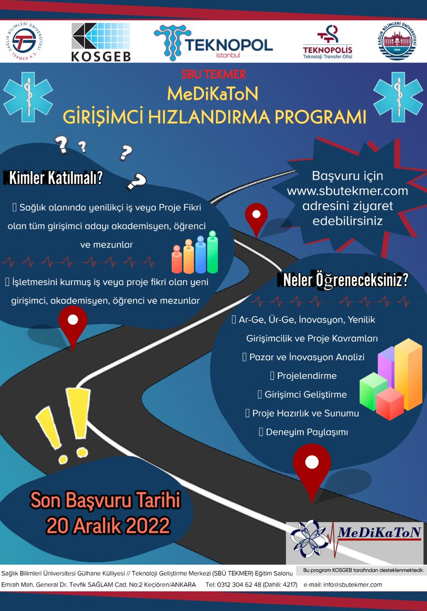 bu fikirlere şapka çıkarılır.
KOSGEB desteğinde faaliyetlerini sürdüren SBU TEKMER'den yine harika bir program.
#sağlık projeleri için #medikaton #hızlandırma programı başvuruları kabule devam ediyor.
Yapman gereken çok basit: www. sbutekmer.com adresini ziyaret etmek