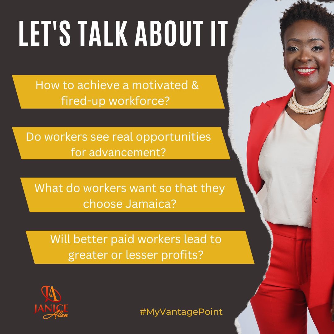 ja_janiceallen's tweet photo. Let’s Talk. What will cause our workers to have the hope that their lives will be better if they remain and work to build the industry? Tourism is affected by migration bc ppl see foreign as their only hope. #LetsTalkaboutIt. #MyVantagePoint #Tourism #TourismWorkers #JaniceAllen https://t.co/AsvpOqWFQf