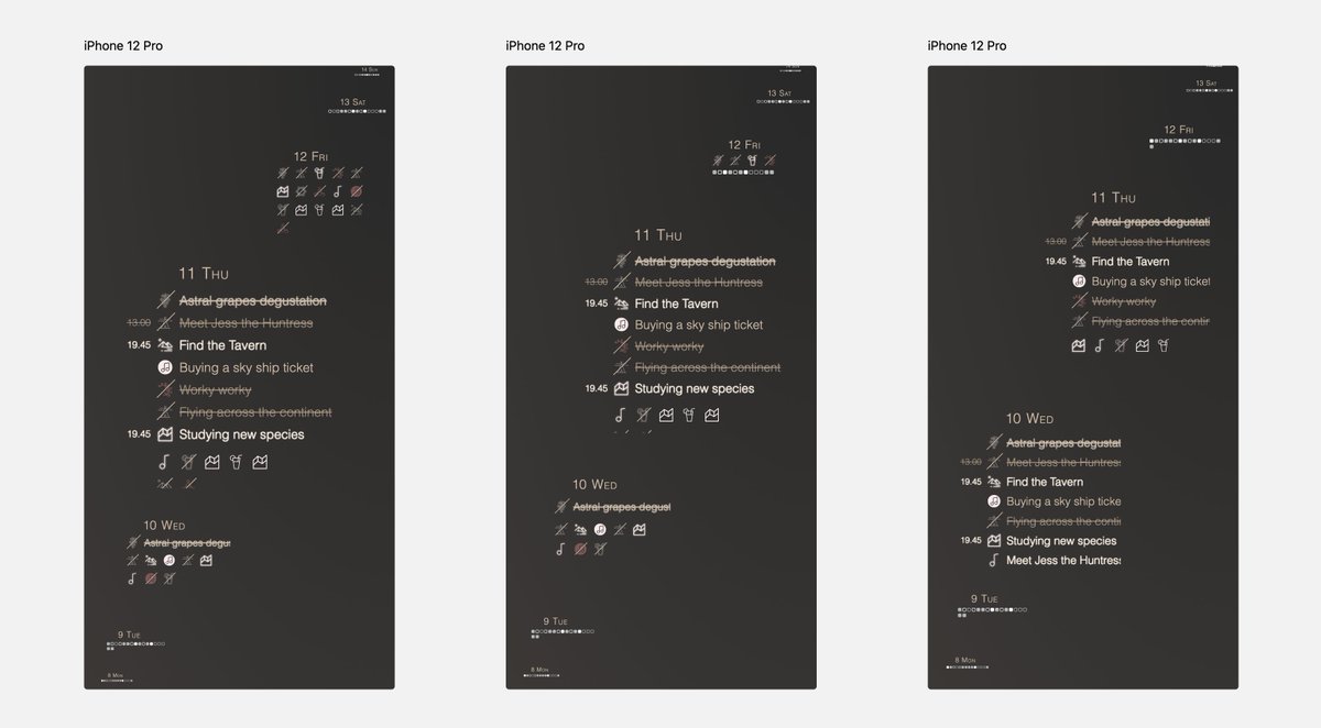 spacegangster's tweet photo. Another sketch of the upcoming UI upgrade for @lightpad_ai 
This one features picotasks. This is a new denser visual cue for how much tasks / events you have in the upcoming day.

1/2 https://t.co/4Ivf9dgf2a