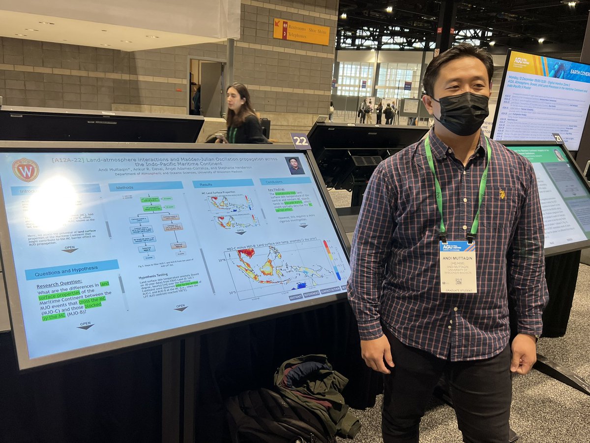 Come learn about how SE Asia land-atmosphere interactions influence blocking of the MJO from <a href="/uw_aos/">UW Atmos/Ocean Sci</a> #DesaiLab PhD student Andi Muttaqin i-poster Monday morn #AGU22 A12A-22 @DrSAHenderson @afadames