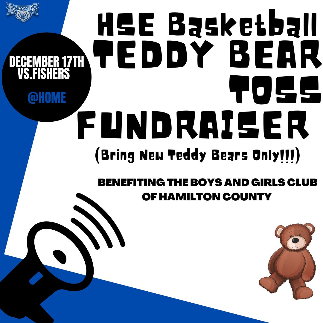 HSE Royals Athletics (@hseathletics) on Twitter photo Mudsock Girls Basketball - Join us for the 1st ever <a href="/BlueCrewHSE/">HSE Blue Crew</a> Teddy Bear Toss... <a href="/FHSTigers/">FHS Tigers Athletics</a>
Bring stuffed Lions, Tigers, and Bears Oh My!
<a href="/HSEGirlsBball/">HSE Girls Basketball</a> vs <a href="/FHSLadyTigersBB/">FHS Girls Basketball</a>
Ticket Link - gofan.co/app/events/830… Mudsock Girls Basketball - Join us for the 1st ever <a href="/BlueCrewHSE/">HSE Blue Crew</a> Teddy Bear Toss... <a href="/FHSTigers/">FHS Tigers Athletics</a>
Bring stuffed Lions, Tigers, and Bears Oh My!
<a href="/HSEGirlsBball/">HSE Girls Basketball</a> vs <a href="/FHSLadyTigersBB/">FHS Girls Basketball</a>
Ticket Link - gofan.co/app/events/830…