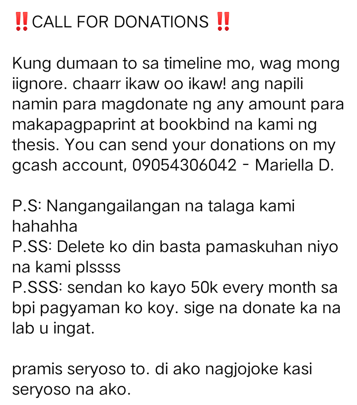 seungmikkun's tweet photo. HELLO TWITTER WORLD KAPALAN NA PO ITO NG MUKHA

CONTEXT: 80+ pages na po yung thesis namin and kailangang 3 copies tapos 3 bookbind. Ubos na yung inipon namang thesis funds kakaprint 🥲 so thank youu po sa magdodonate talaga. 🫶 https://t.co/WnoC3PYAbl