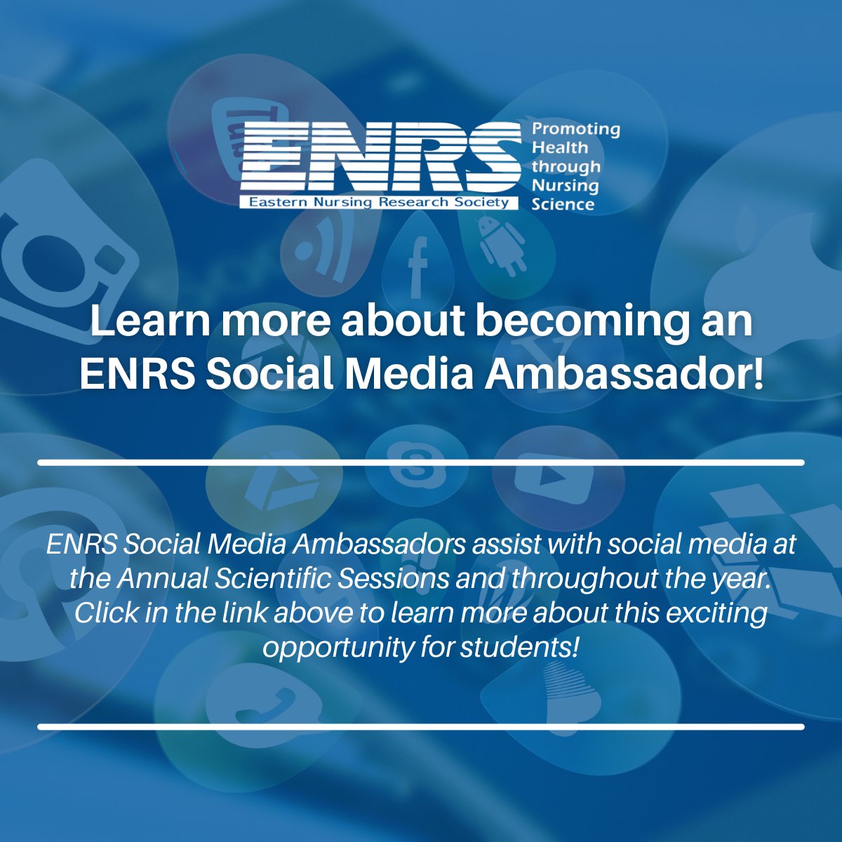 ENRS Social Media Ambassadors assist with social media at the Annual Scientific Sessions and throughout the year. Learn more about this exciting opportunity for students! Learn more: enrs.memberclicks.net/assets/docs/EN…