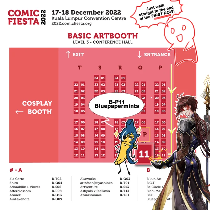 My CF booth location!

Basically, if you don't see any COSPLAY BOOTHS, then you are not at the hall I'm in yeap w.

Also, you guys can look for my Zhongli or Kaenana as guide. 

Booth B-P11, Bluepapermints, LEVEL 3 Conference Hall 
