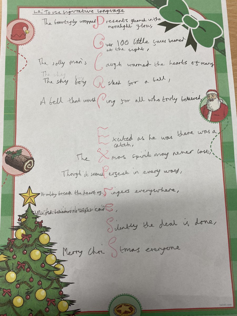 elstonhallsch's tweet image. Year 6 have started their Polar Express week off with acrostic poems and elf hats #writing #DT #inspirationalweek