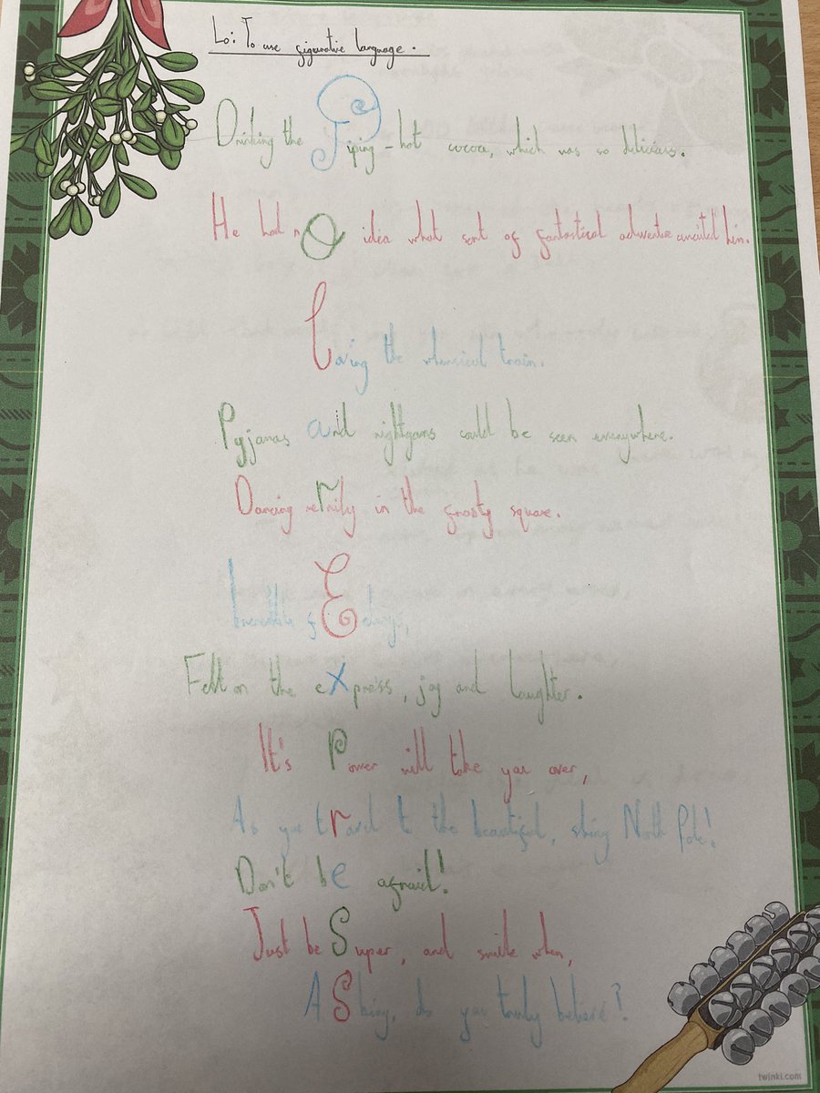 elstonhallsch's tweet image. Year 6 have started their Polar Express week off with acrostic poems and elf hats #writing #DT #inspirationalweek
