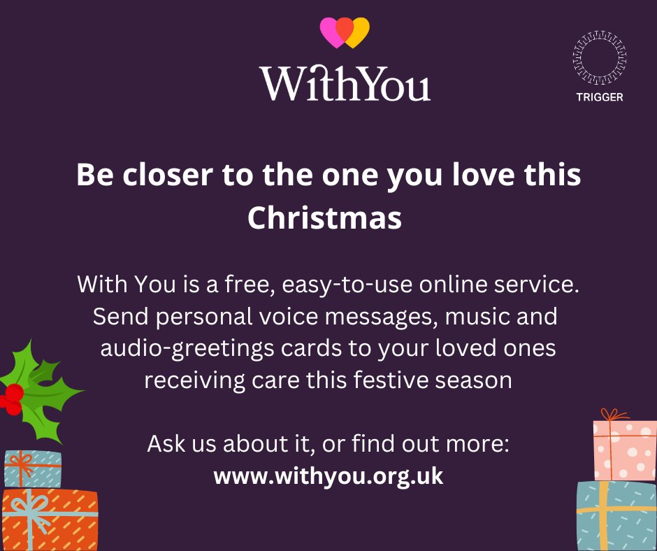 We're thrilled to announce that WithYou has now been introduced in two hospices!

Families of patients at <a href="/sobellhouse/">Sobell House Hospice</a> and <a href="/KHHospice/">KHHospice</a> can stay connected to their loved ones this festive season, even if they are unable to visit

A big thank you to both hospices and <a href="/OUHospitals/">OUH</a> 🧡