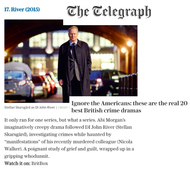 #River has been recommended by @Telegraph as part of 'The 20 best British Crime Dramas' @AbiAbim