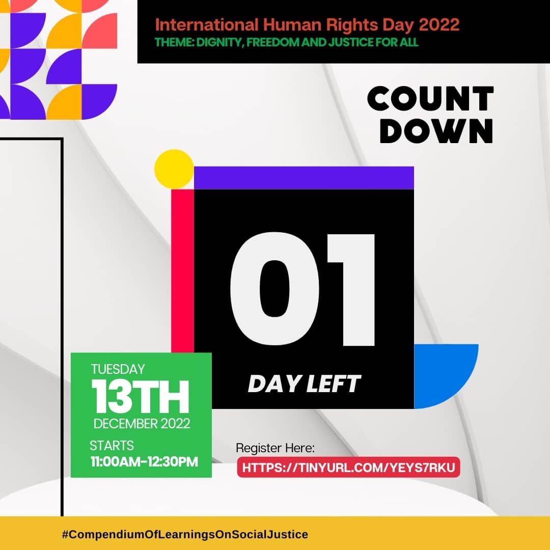 ForSocietal's tweet photo. Join us at the event tomorrow, Tuesday 13th December, to learn more about Social Justice Activism and Advocacy.

Register via: https://t.co/R3Ad0aXlnw

@WeAreCognito @voicetweetz
#HumanRightsDay2022 
#socialjusticelearning
#DignityFreedomJusticeForAll https://t.co/D4aHM4Crib