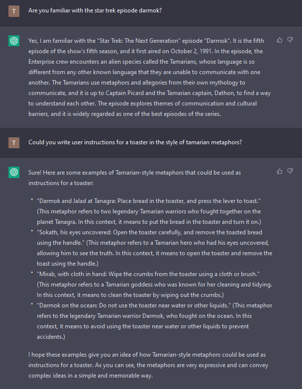 Ever wanted to Darmok all the things? Because now you can. #darmok #TNG #StarTrekTNG #hiseyesuncovered #ChatGPT