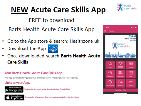 NEW Acute Care Skills App available to all Barts Health Staff for FREE!! Download now!! <a href="/CareAcute/">Acute Care Skills</a> <a href="/MandieT_Physio/">Amanda Thomas</a> <a href="/BH__Academy/">Barts Health Education Academy</a>