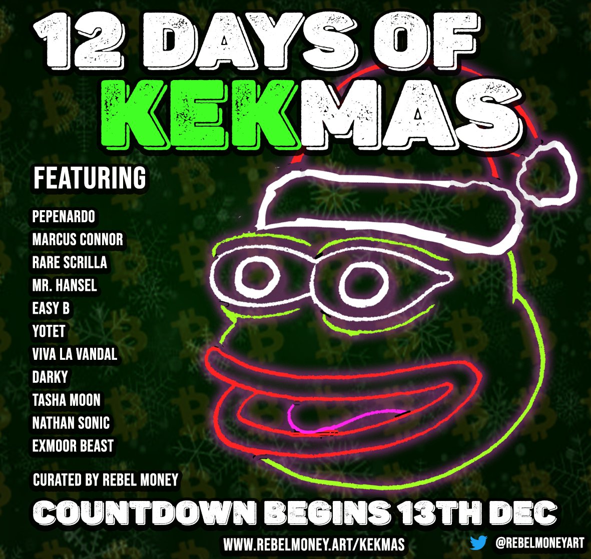 Ladies, Gentlemen and frogs of Bitcoin and beyond, it is with my great pleasure to announce the 12 days of #kekmas 2022 starting tomorrow 🧵👇