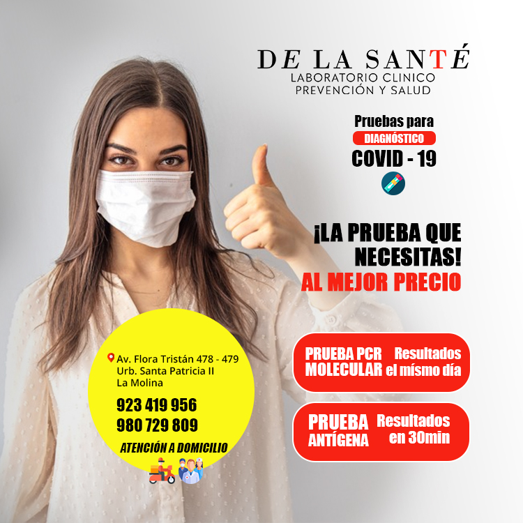 DeLaSanteLab's tweet photo. ✨LA PRUEBA QUE NECESITAS AL MEJOR PRECIO
LA MOLINA: Av. Flora Tristán 478 - 479 Urb. Santa Patricia - II etapa.SURCO: Av. Proceres 1063 (Frente al PentaMall).
#Covid19 #covid #testcovid #lima #limaperu #lamolina #peru #surco #SantiagodeSurco  #sanroque #próceres #Precursores https://t.co/z3bEJ36igP