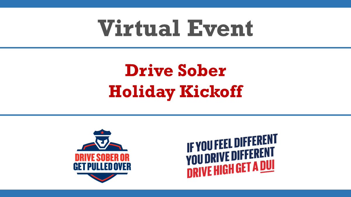 Tomorrow at 10am ET: Join us for our Drive Sober Holiday Kickoff Event! You’ll hear from our Acting Admin. Ann Carlson & reps from @umassmemorial & @DEStatePolice. You’ll also hear stories from people directly impacted by an impaired driver. Register: usdot.zoomgov.com/webinar/regist…