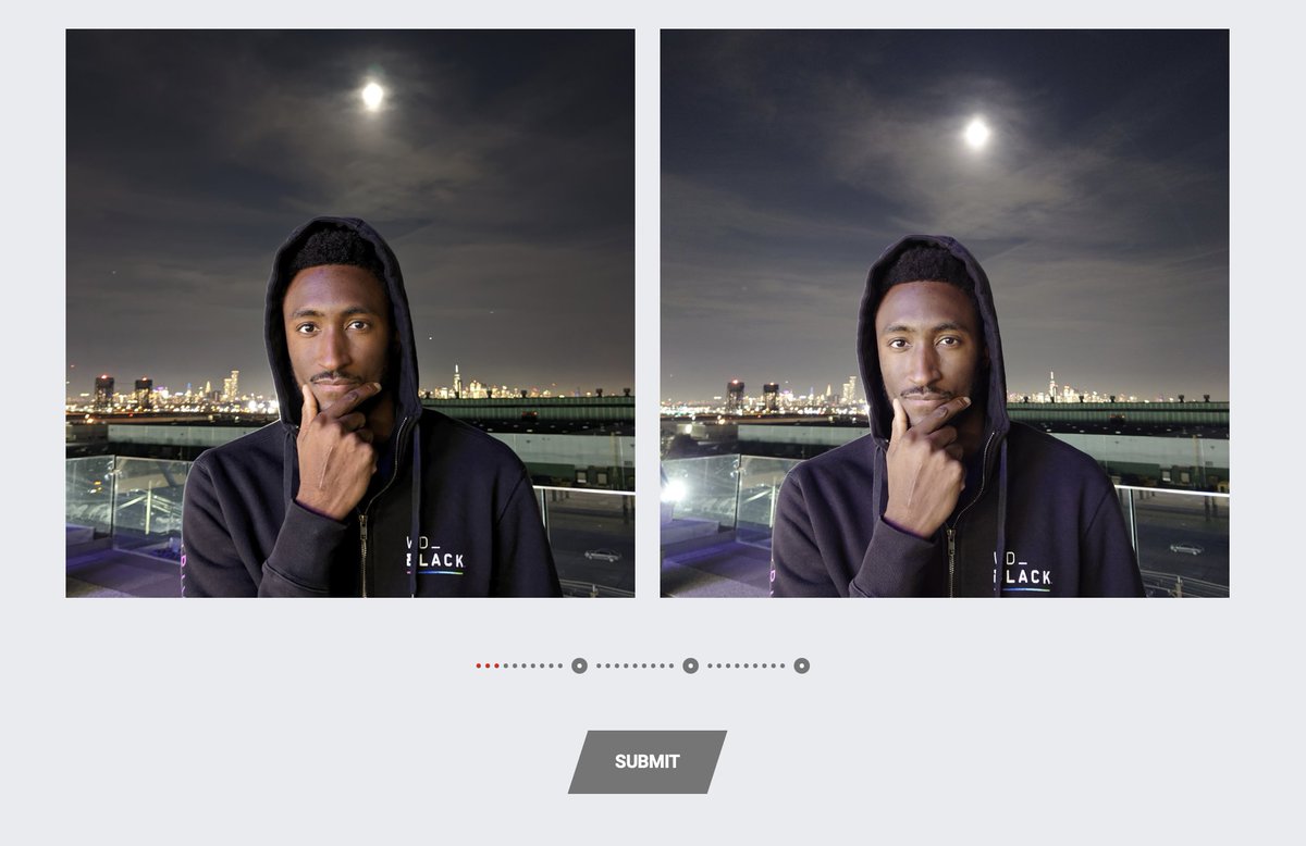 MKBHD's tweet image. WELCOME to the Blind Smartphone Camera Test (Scientific Edition)

You're shown side-by-side photos from 16 cameras, and pick winners until a statistically significant champion emerges

The phone names will be revealed in a video soon!
Let the games begin: vote.MKBHD.com