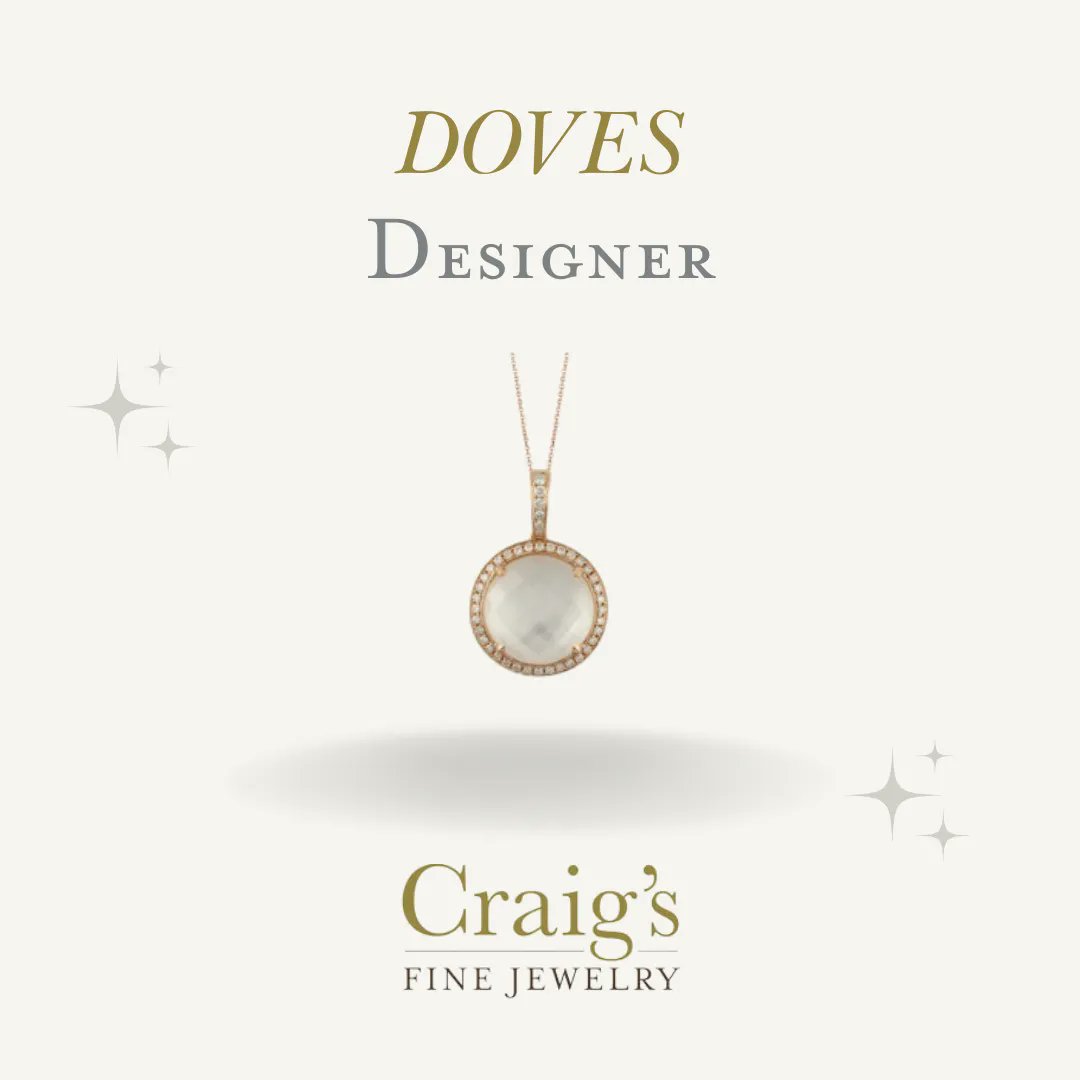 Today we're highlighting an 18K YG pendant with white mother of pearl/clear quartz doublet center and diamond halo by Doves. ✨ Head over to our website to see more pendants! #craigsfinejewelry #jewelry #ringband #linkinbio