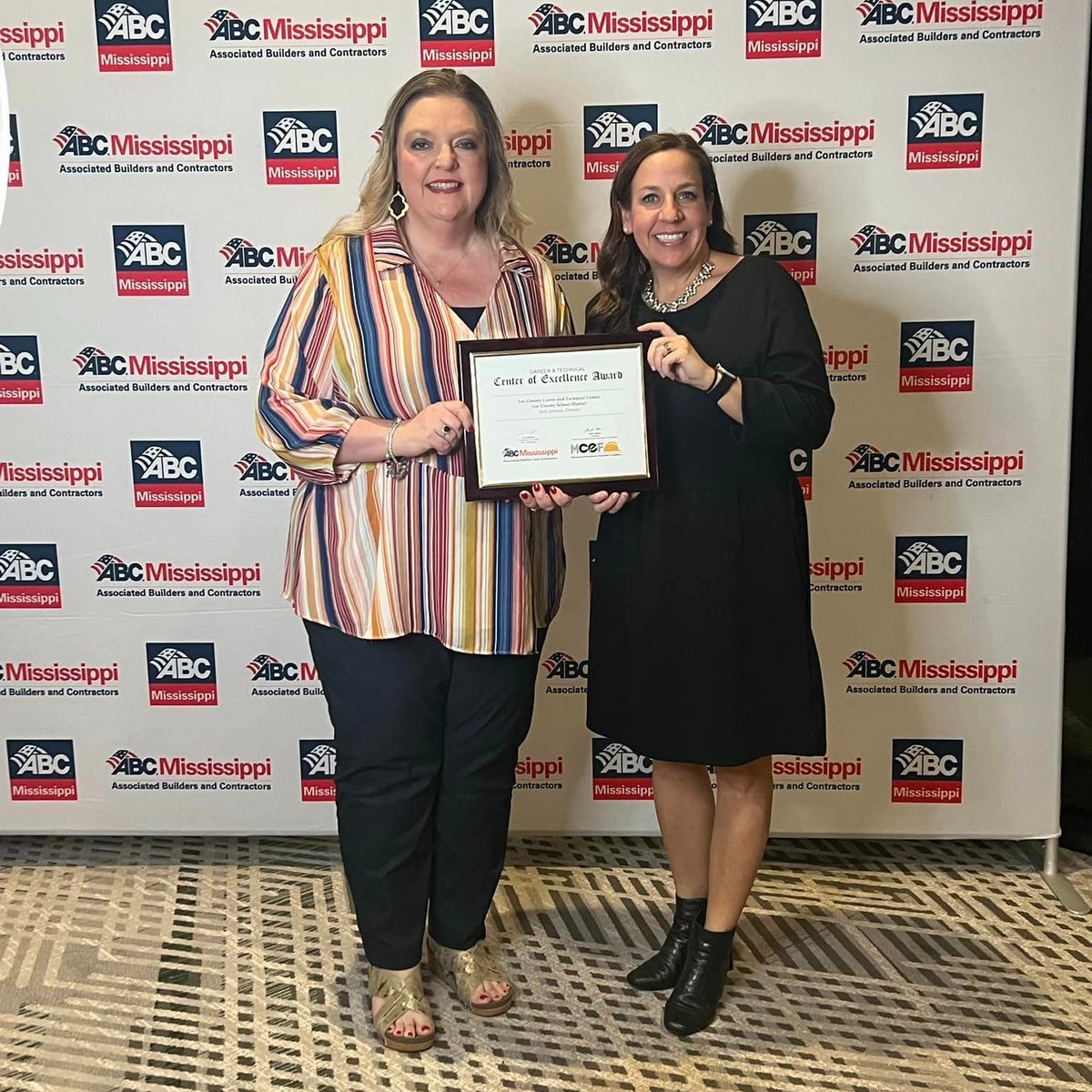 LeeCoSchools_MS's tweet photo. Lee County Career and Technical Center was selected as the recipient of the MCEF/Associated Builders and Contractors of Mississippi 2022 CTE Center of Excellence!
CTE Director Amy Johnson (left) and Student Services Coordinator Laura Honeycutt accepted the award.
#findingfutures https://t.co/AxHGo91Ury